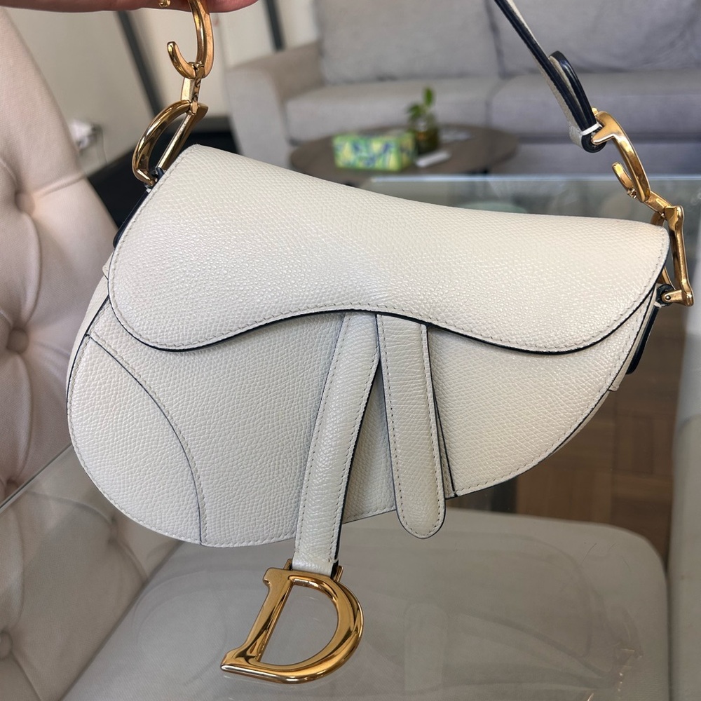 SOLD Excellent Dior White Mini Saddle Bag